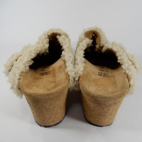 PAPILLIO Birkenstock Fanny Teddy Shearling Wedge Mule CLOG EU 40 9 9.5 NEW $190 - Picture 6 of 11